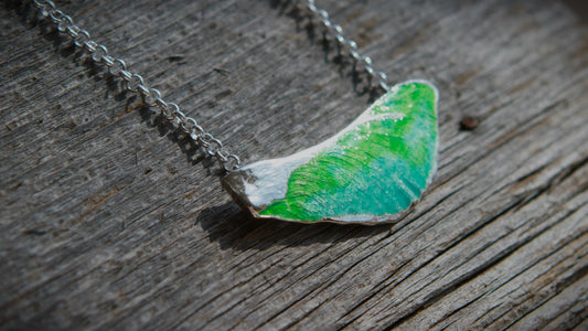 Maple Key Pendant with Enamel